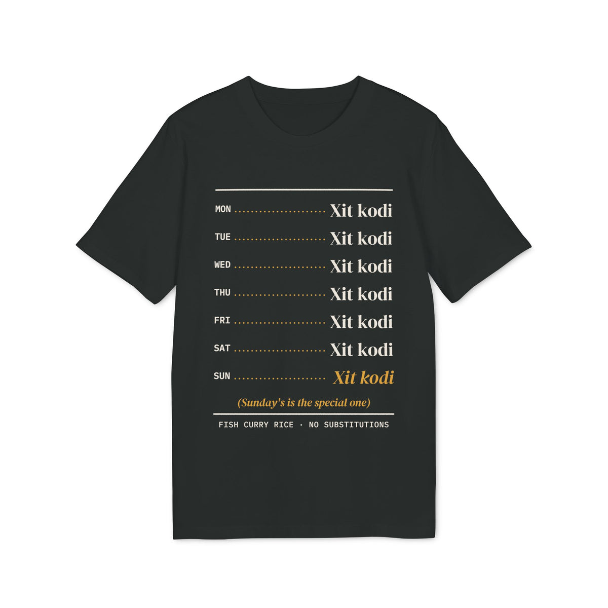 Xit Kodi Weekly Menu Tee