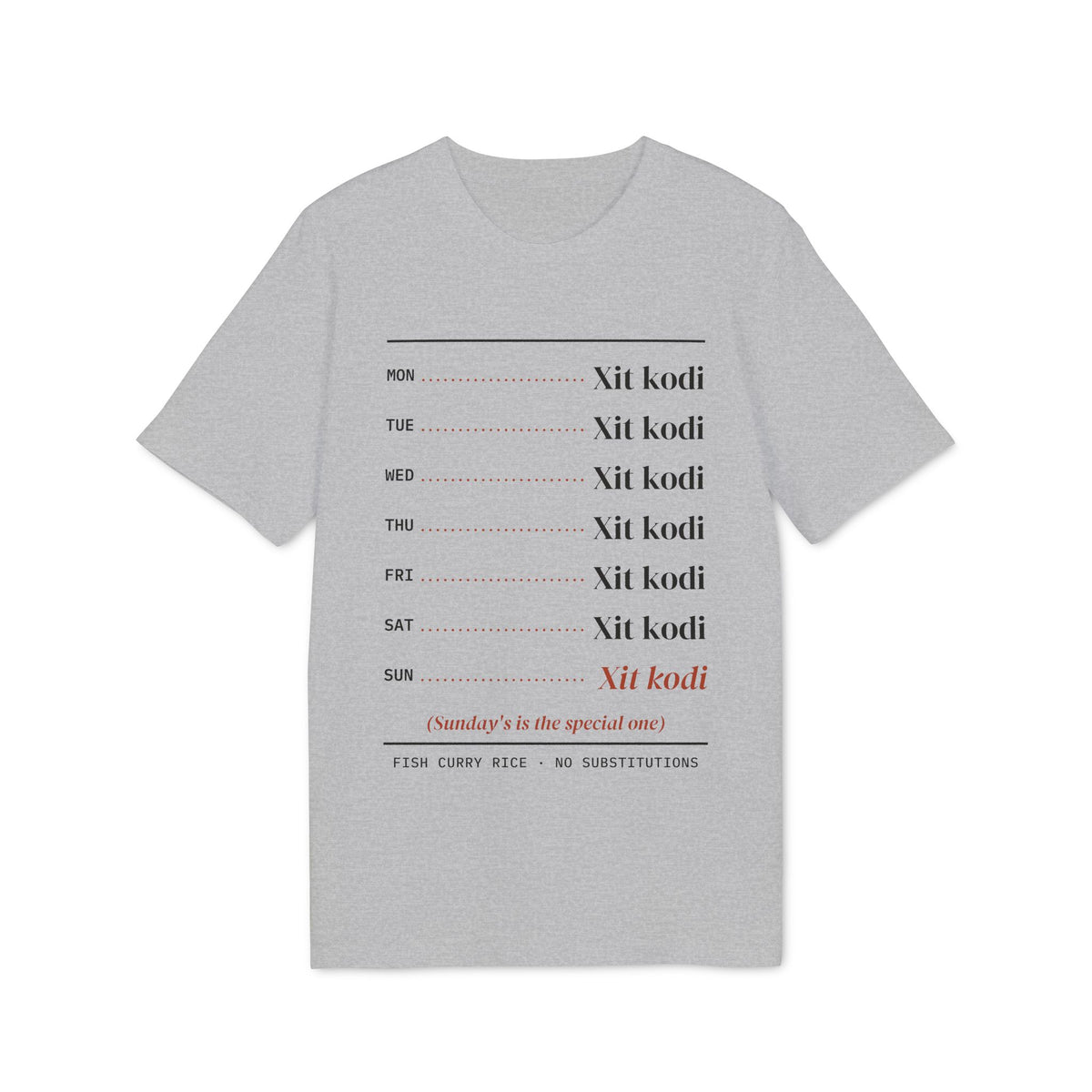 Xit Kodi Weekly Menu Tee