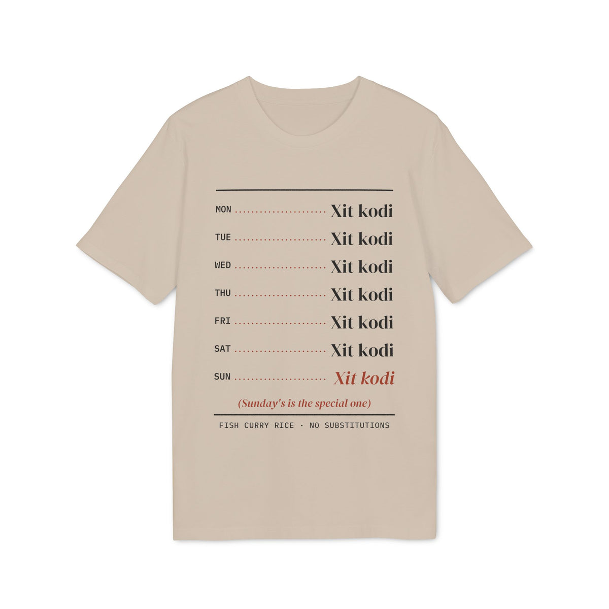 Xit Kodi Weekly Menu Tee